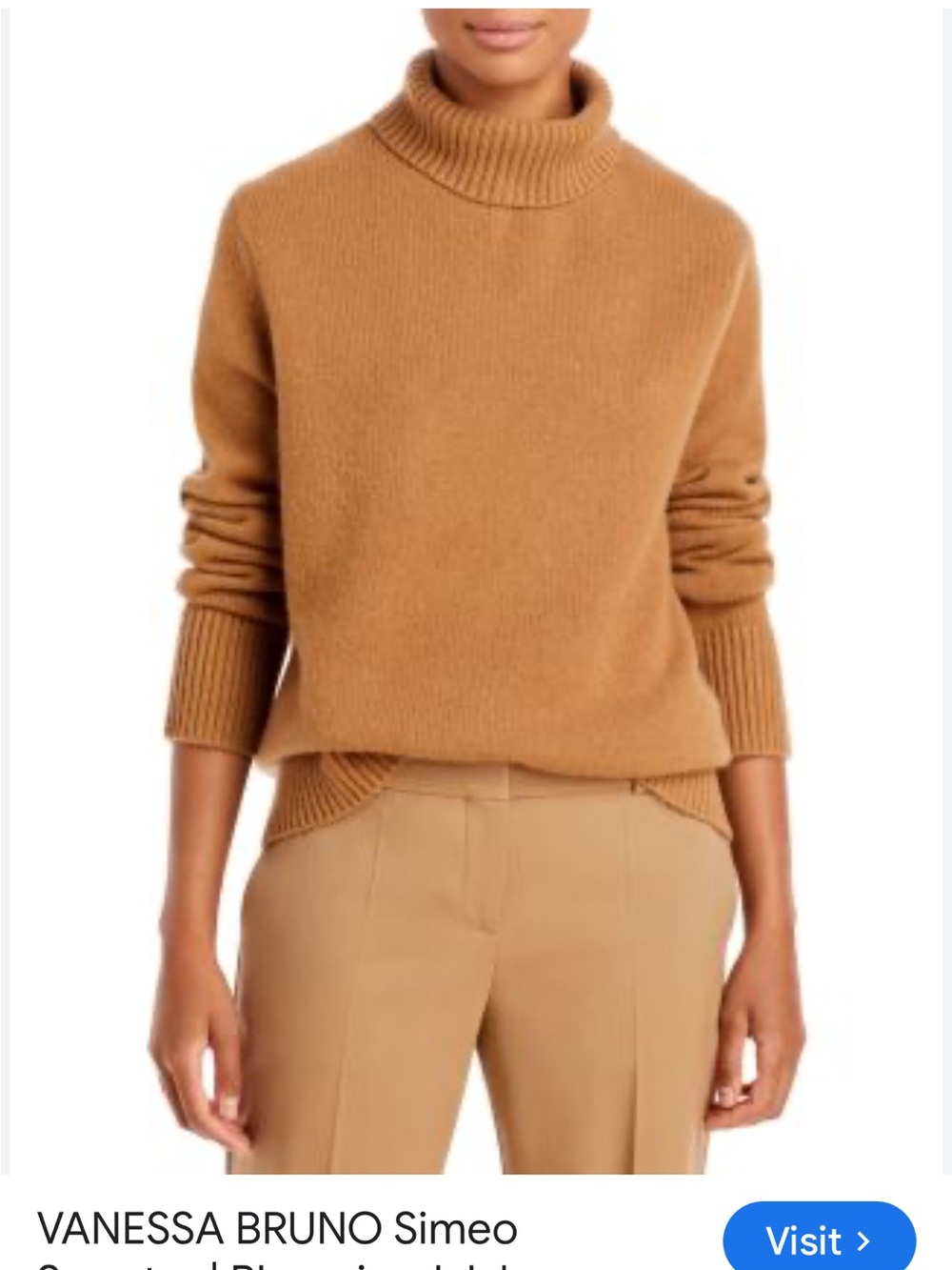 Vanessa Bruno Camel Brown Cowl Sweater, Never Worn. Small
